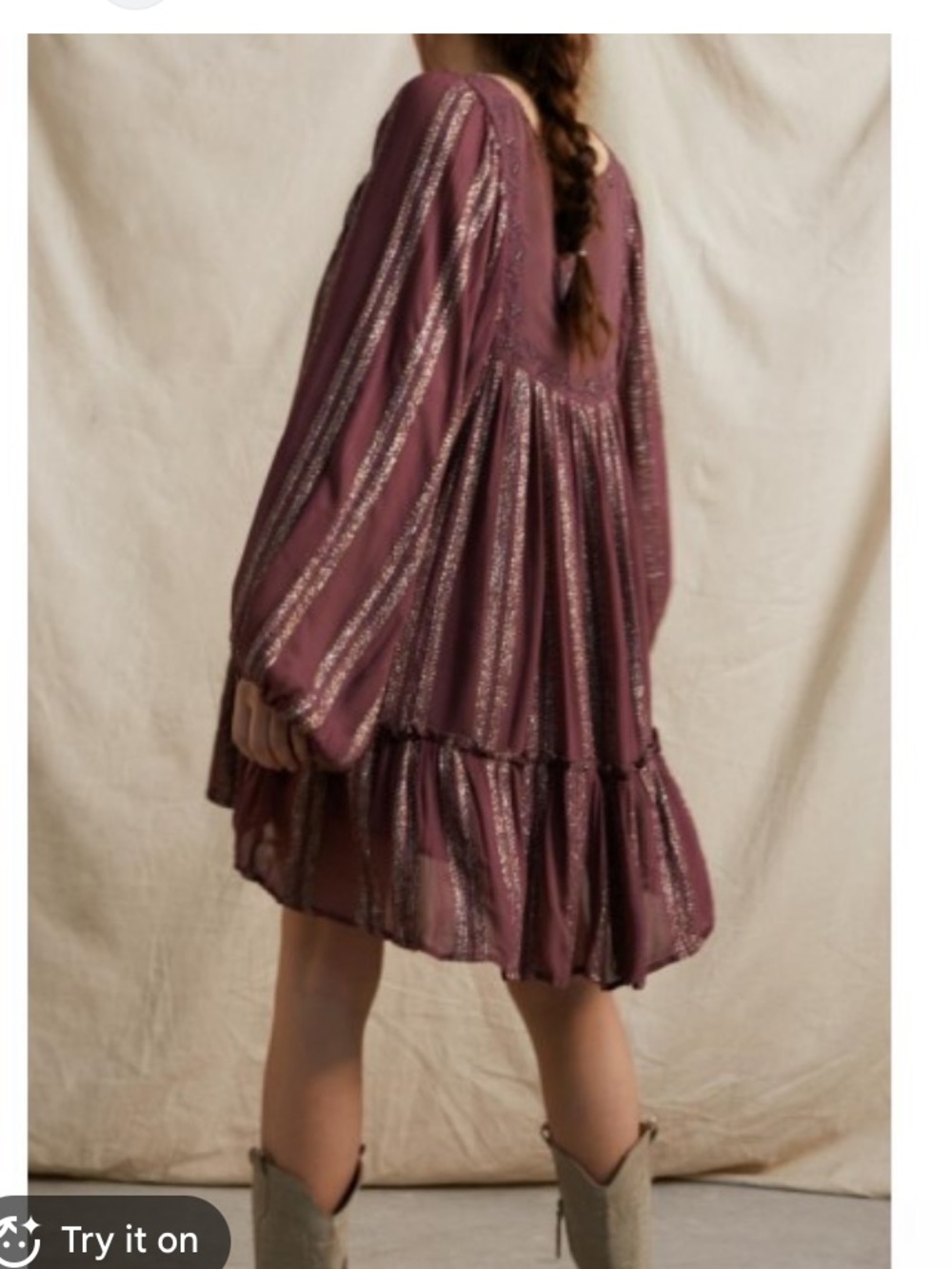 RAGA Bohmian Metallic Beaded Dress in Maroon - Picture 4 of 10